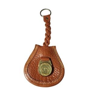 Dooney Bourke Leather Key Pouch Brown Coin Case Keychain Brass Snap
